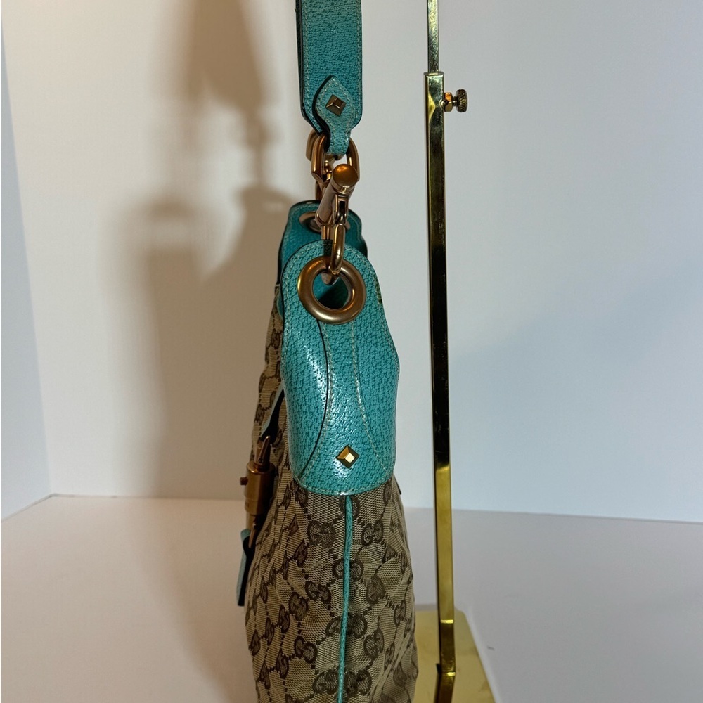 AUTHENTIC Gucci Tan and Teal Jackie Shoulder Bag - Picture 4 of 12